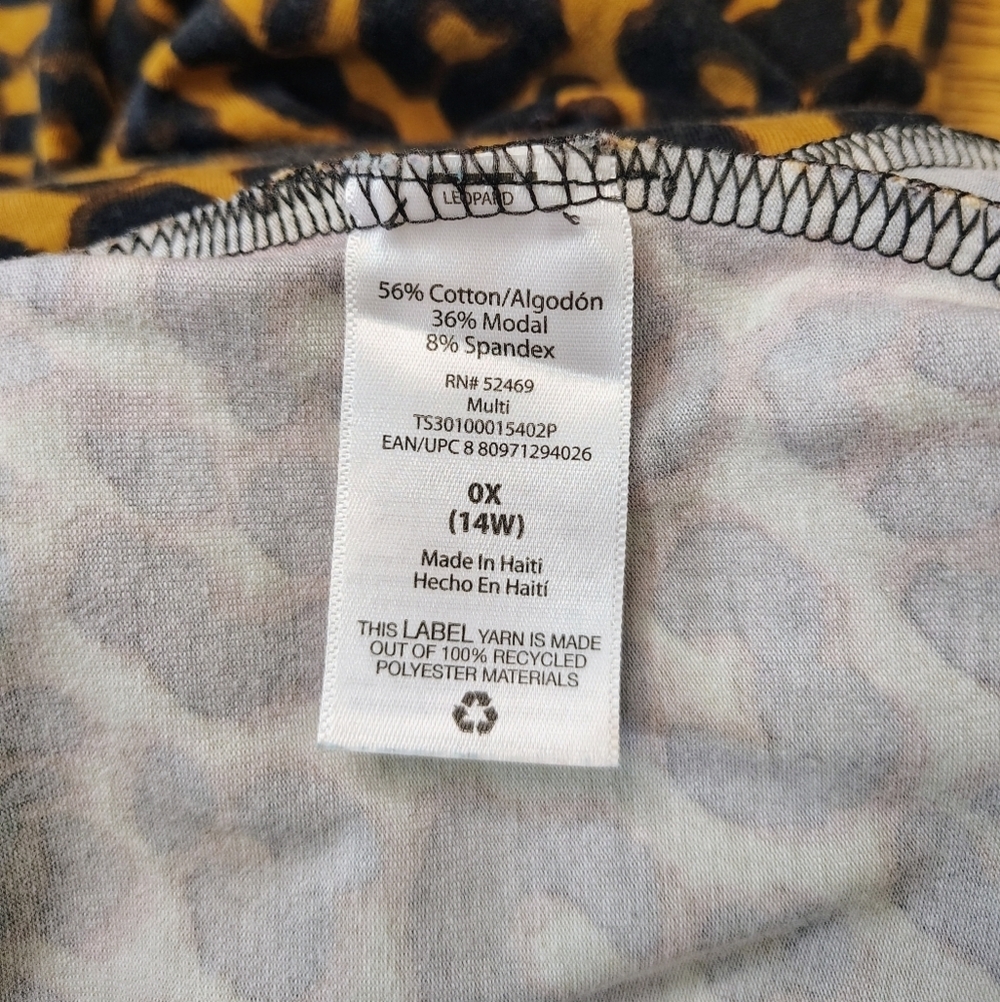 Terra & Sky Women's Plus Size Leopard Print Leggings Lightweight sz 0X, Stretch. - Picture 13 of 16